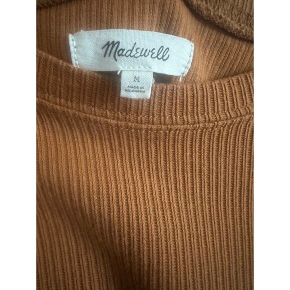 Madewell Women's Ribbed Pocket T-Shirt M Short Sleeve Casual Rust Brown - Picture 7 of 14